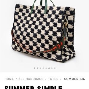 Clare V Black and White Checkered Tote Bag